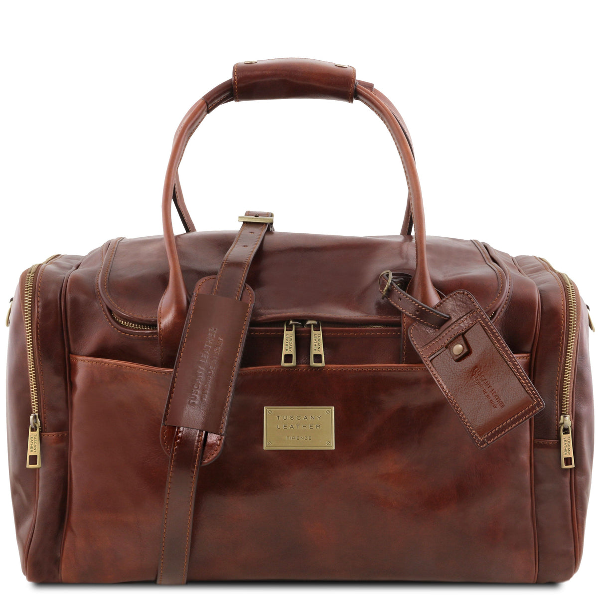 Borse da viaggio in pelle Marrone TL Voyager - Borsa da viaggio in pelle con tasche laterali | TL142141 San Rocco Italia