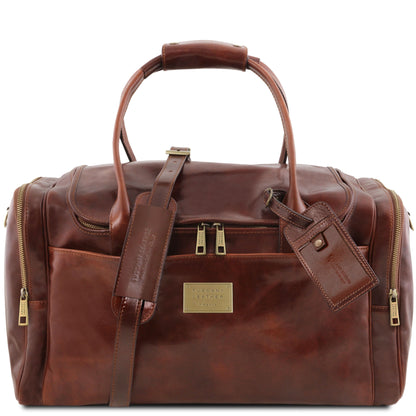 Borse da viaggio in pelle Marrone TL Voyager - Borsa da viaggio in pelle con tasche laterali | TL142141 San Rocco Italia