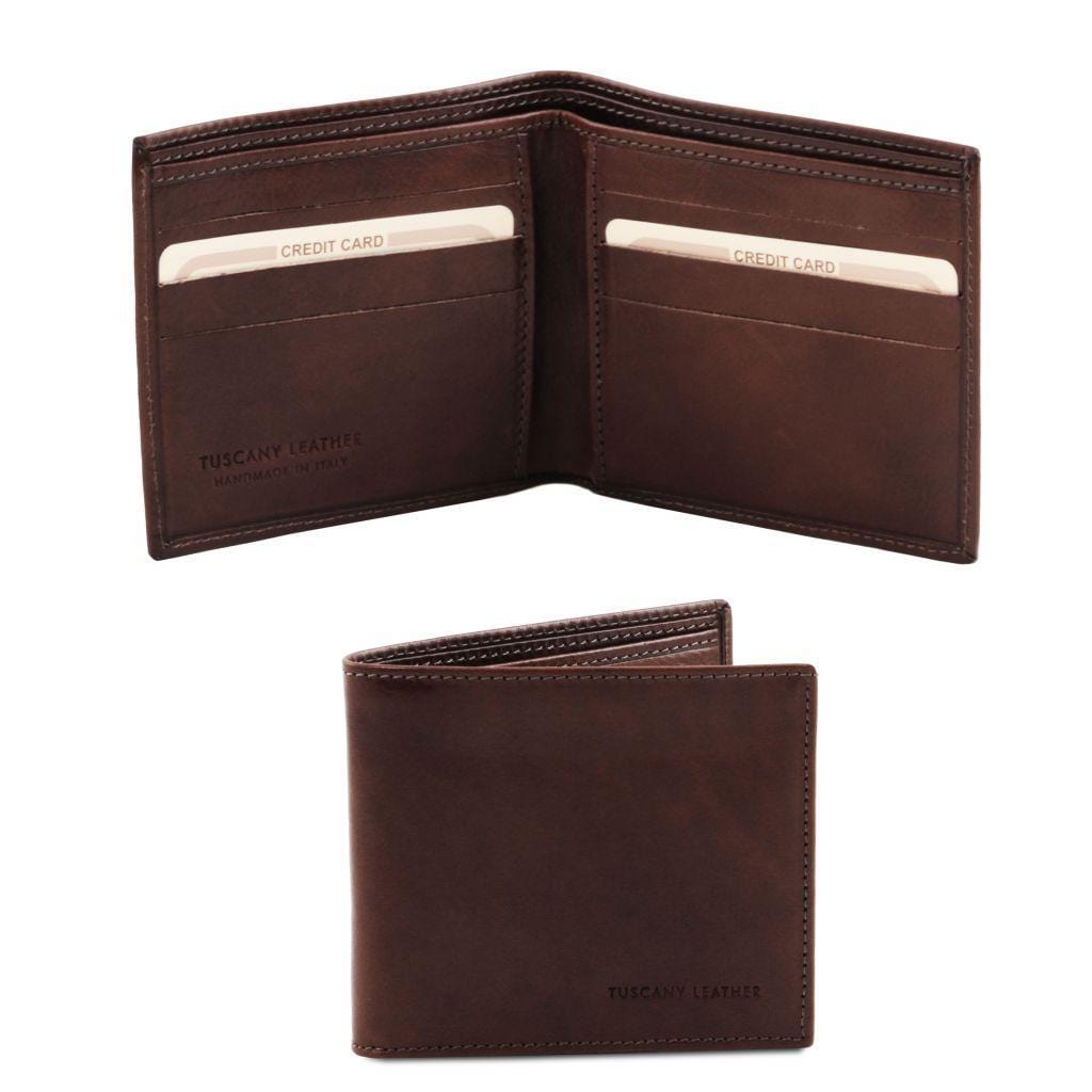 Leather wallets for men Dark Brown Exclusive 2 fold leather wallet for men | TL140797 San Rocco Italia