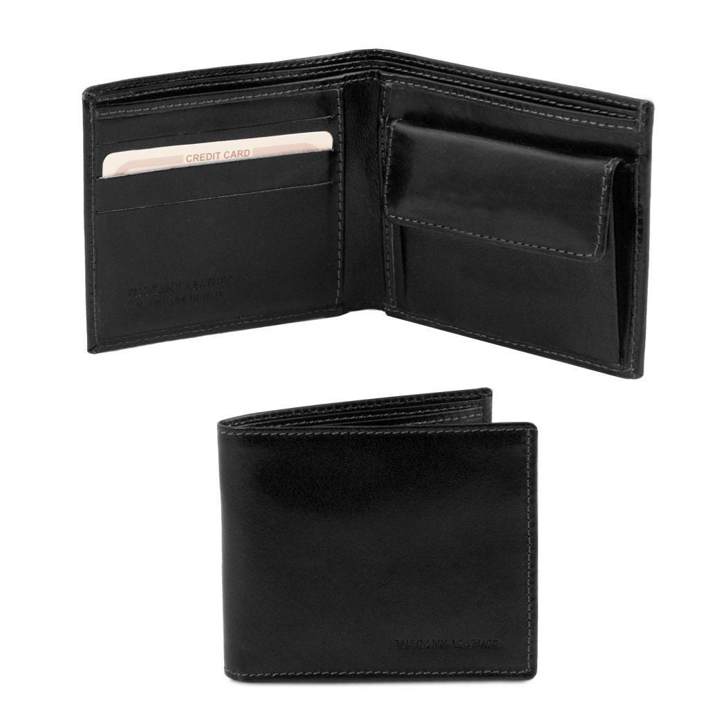 Carteras de piel para hombre Negro Cartera exclusiva de piel para hombre, bíptica y con monedero | TL140761 San Rocco Italia