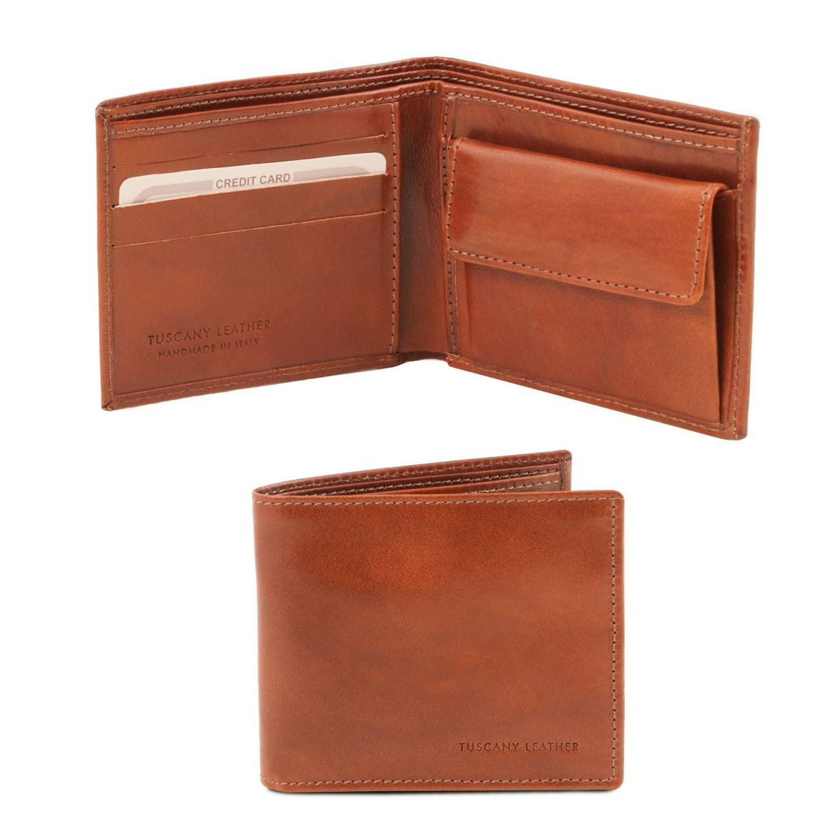 Carteras de piel para hombre Miel Cartera exclusiva de piel para hombre, bíptica y con monedero | TL140761 San Rocco Italia