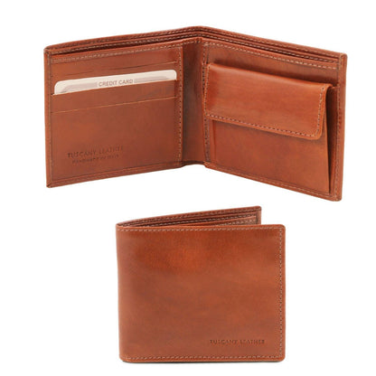 Carteras de piel para hombre Miel Cartera exclusiva de piel para hombre, bíptica y con monedero | TL140761 San Rocco Italia