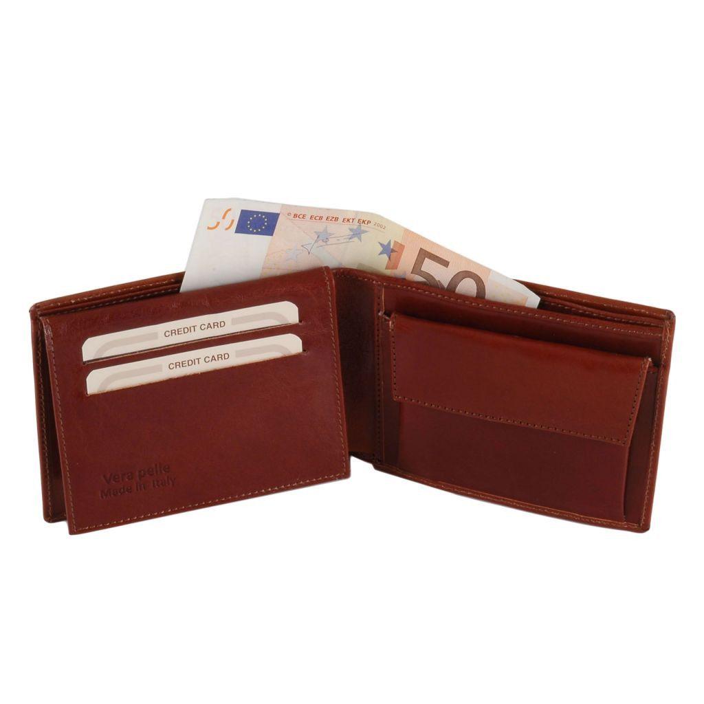 Leather wallets for men Exclusive leather 3 fold wallet for men with coin pocket | TL140763 San Rocco Italia