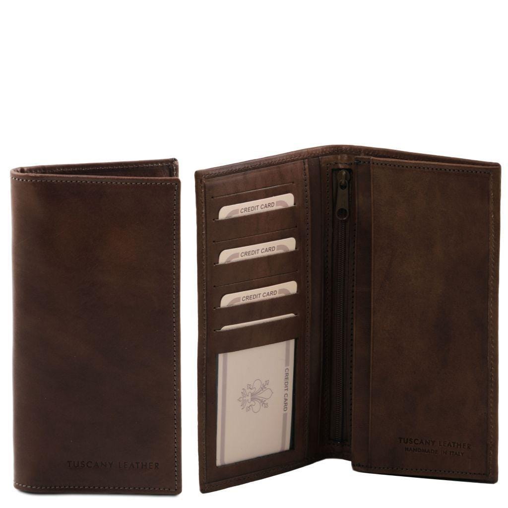 Leather wallets for men Dark Brown Exclusive vertical 2 fold leather wallet for men | TL140777 San Rocco Italia