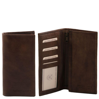 Leather wallets for men Dark Brown Exclusive vertical 2 fold leather wallet for men | TL140777 San Rocco Italia