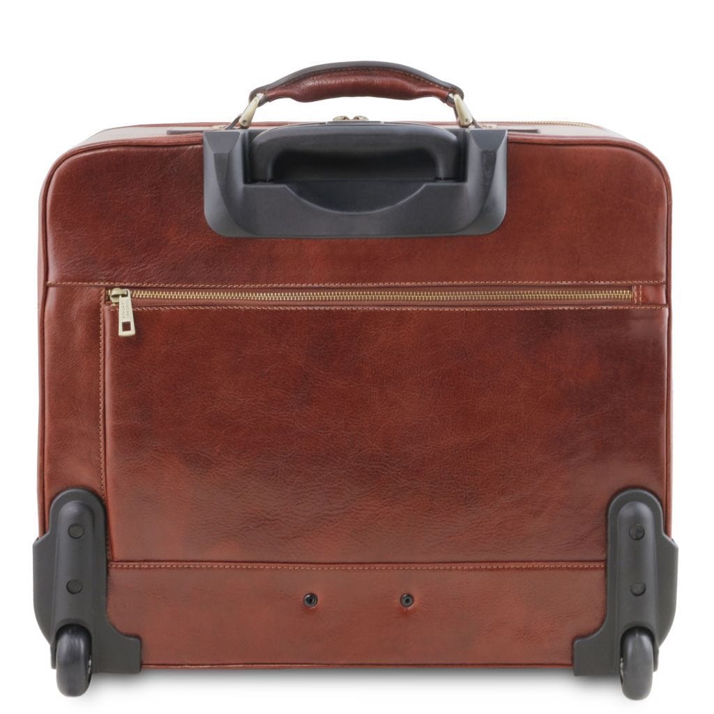 Leather Wheeled luggage Varsavia - Leather pilot case with two wheels | TL141888 San Rocco Italia