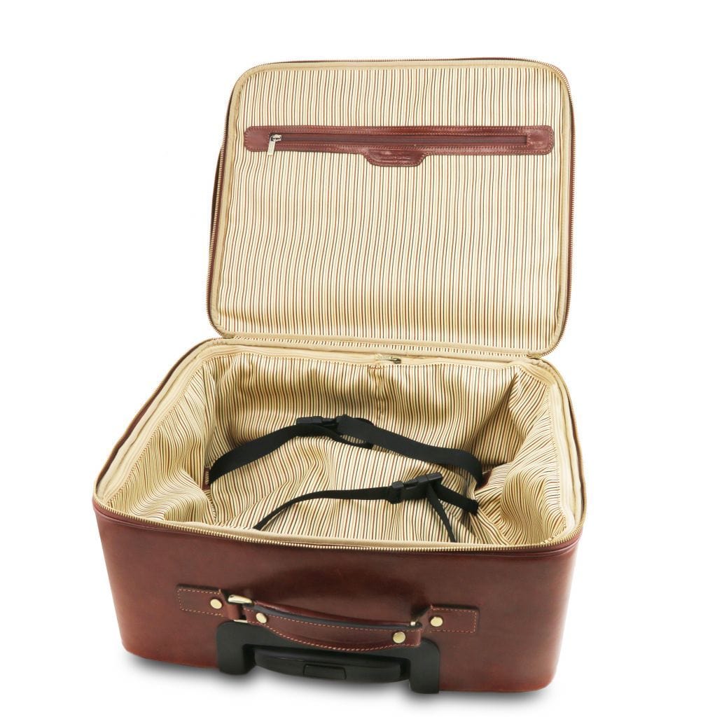 Leather Wheeled luggage Varsavia - Leather pilot case with two wheels | TL141888 San Rocco Italia