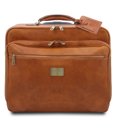 Leather Wheeled luggage Natural Varsavia - Leather pilot case with two wheels | TL141888 San Rocco Italia