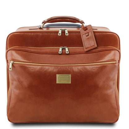 Leather Wheeled luggage Honey Varsavia - Leather pilot case with two wheels | TL141888 San Rocco Italia